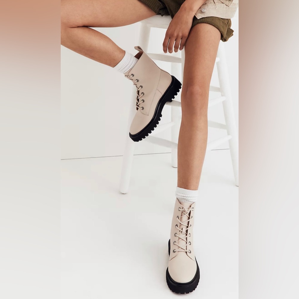 Madewell Rayna Lace Up Boot in Leather